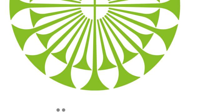 Sächsische Posauenen Mission Logo der „Sächsischen Posaunenmission e.V.“, bestehend aus einem grünen, radialen Horn-Rad oben und dem Schriftzug „SÄCHSISCHE POSAUNEN MISSION e.V.“ in grau darunter.